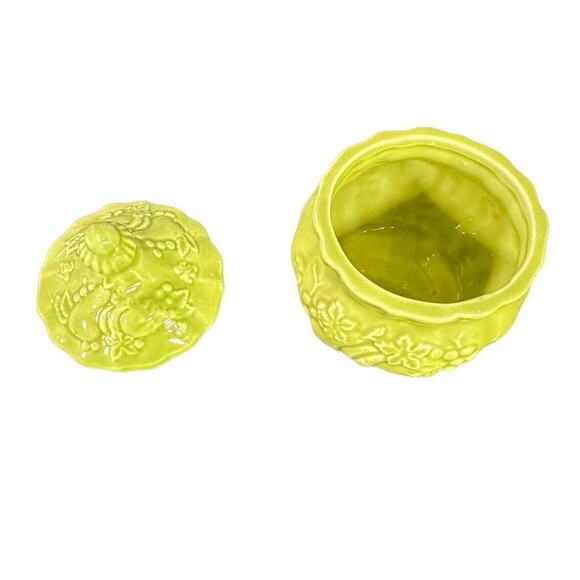 Vintage Lenox Ceramic Handcrafted Lidded Trinket Jar Green Japan 4” - Picture 4 of 14